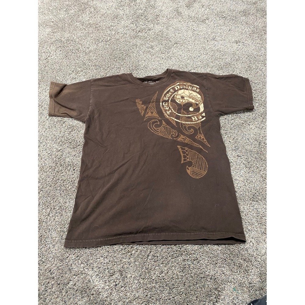 T-Shirt T&C Surf Designs Mens Brown Good Tribal Turtle Yin Yang Hawaii Medium